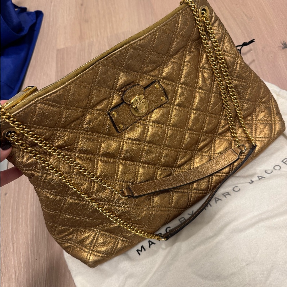 Marc by Marc Jacobs Metallic Gold Quilted Leather Shoulder/Crossbody Bag